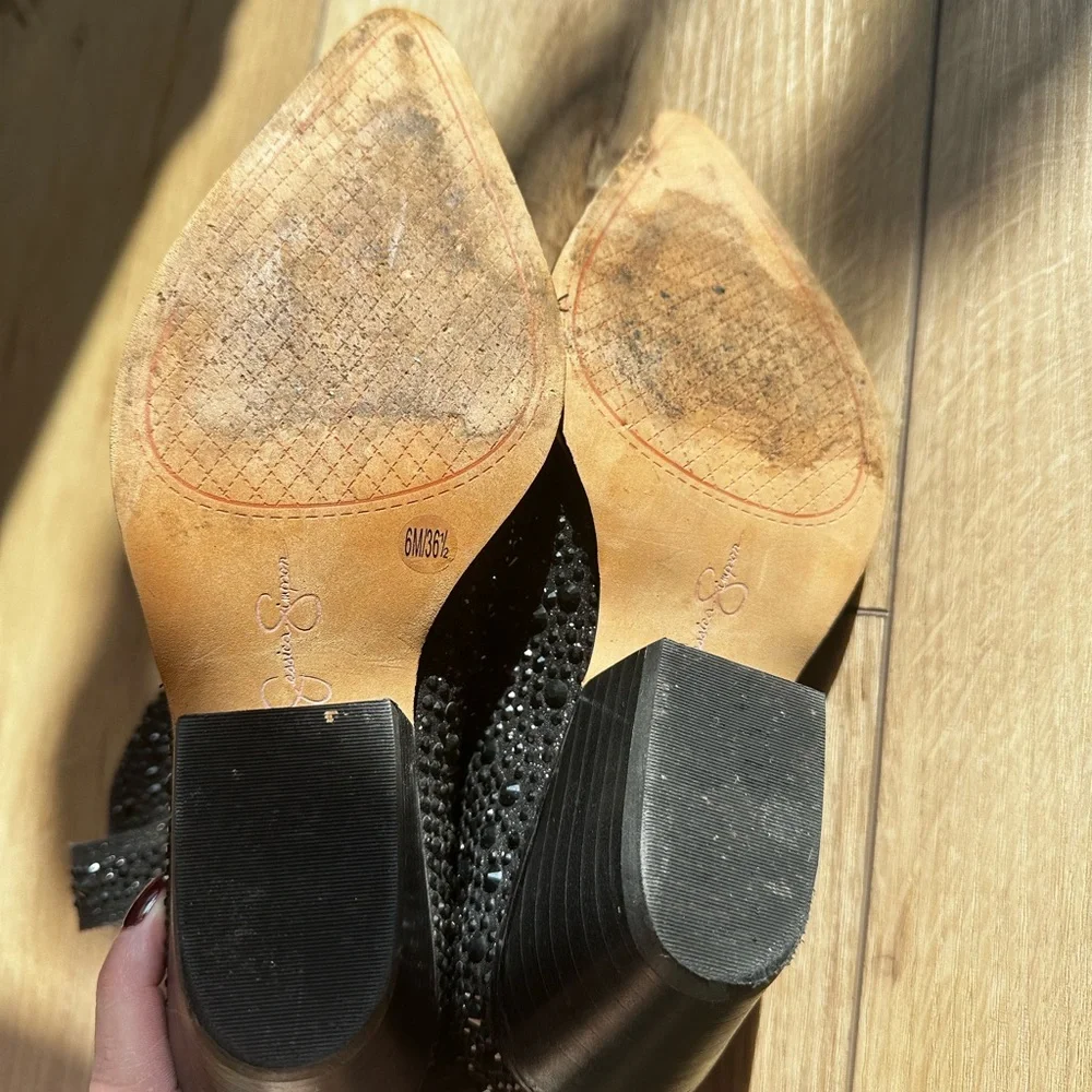 Jessica Simpson black rhinestone booties size 6 - Picture 12 of 12
